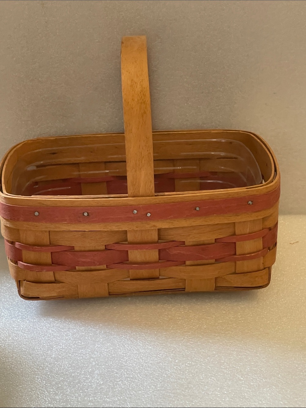 LongabergerClassic Woven Accent Basket with Red Trim